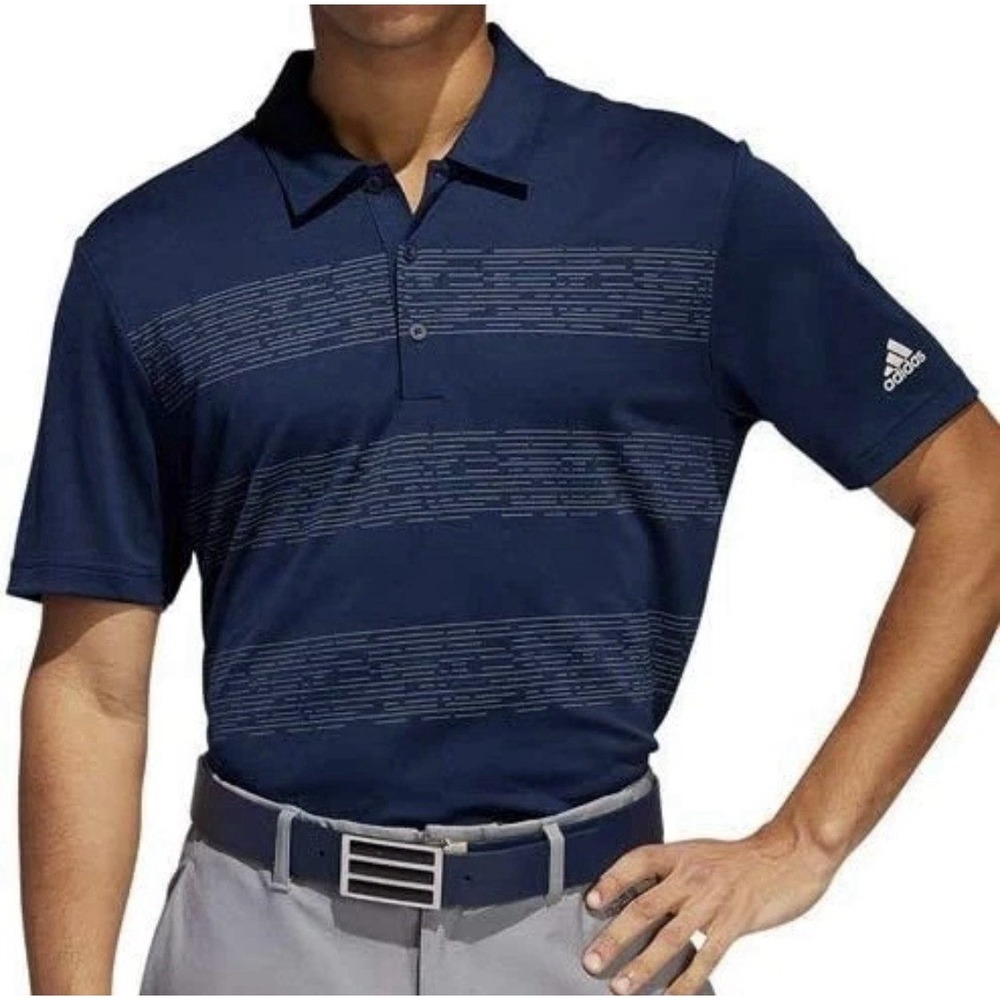 Adidas Men's Blue Polo Shirt – Size M – Short Sleeve Athletic Golf Shirt